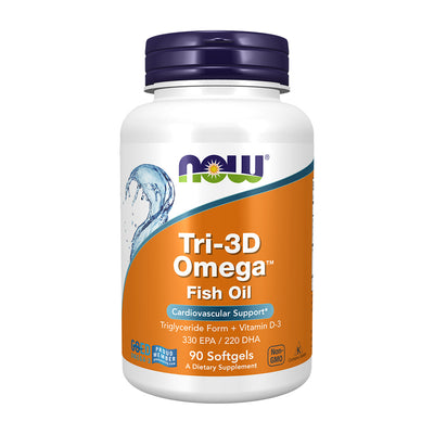 NOW Foods_Tri-3D オメガフィッシュオイル トリグリセリド型 + ビタミンD-3、90ソフトジェル