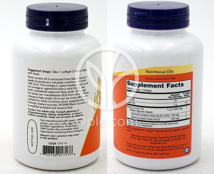 NOW Foods_ダブルストレングス ブラックカラントオイル 1000mg 100ソフトジェル — 후면