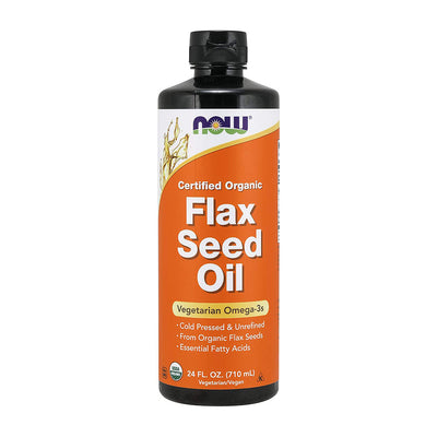 Now Foods_Certified Organic Flax Seed Oil Liquid、24 fl oz