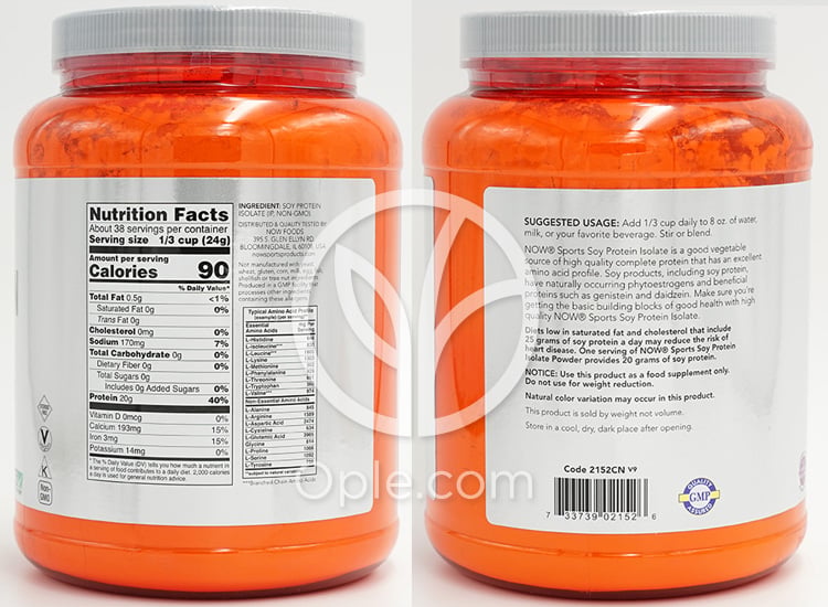 나우푸드_Sports, Soy Protein Isolate, Unflavored  2 lb — 후면