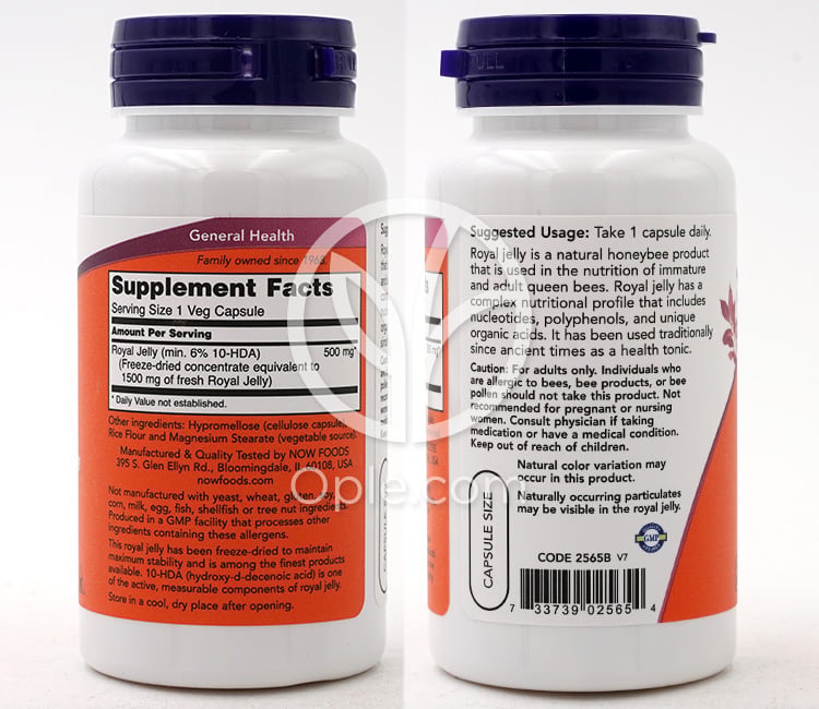 ナウフーズ_ローヤルゼリー 1500mg、ベジカプセル60粒 — 후면