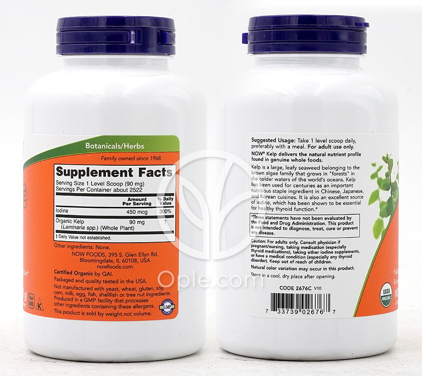 나우푸드_Organic Kelp Pure Powder,  8 oz — 후면