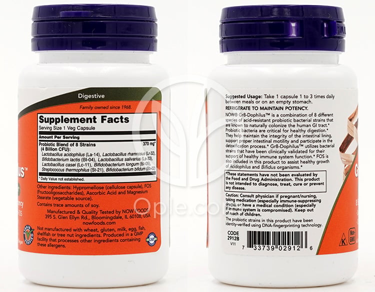 나우푸드_Gr8-Dophilus 4 Billion 60 Veg Capsules — 후면
