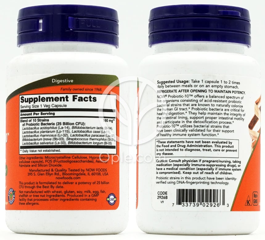 나우푸드_Probiotic-10 25 Billion, 50 Veg Capsules — 후면