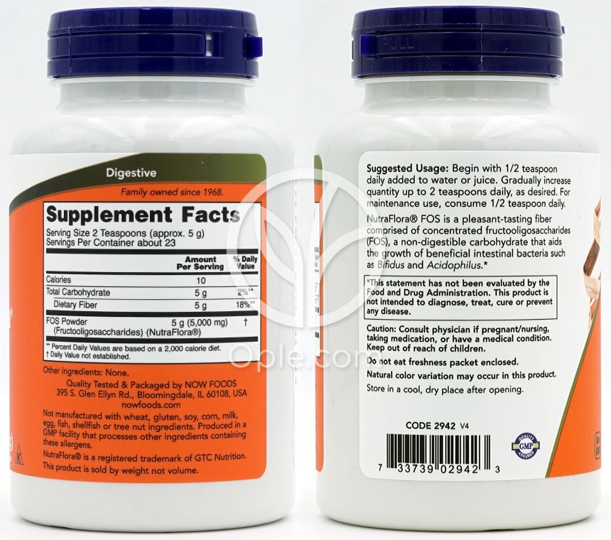 나우푸드_NutraFlora FOS Pure Powder,  4 oz — 후면