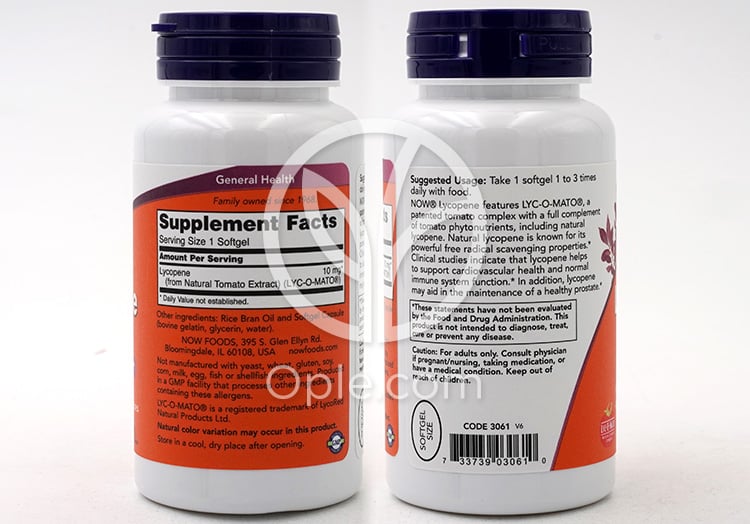 나우푸드_토마토 라이코펜 10mg, 120 소프트젤 — 후면