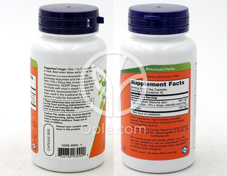 Now Foods_Dopa Mucuna 90植物性カプセル — 후면