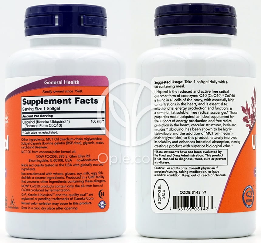 나우푸드_유비퀴놀 100mg, 120 소프트젤 — 후면