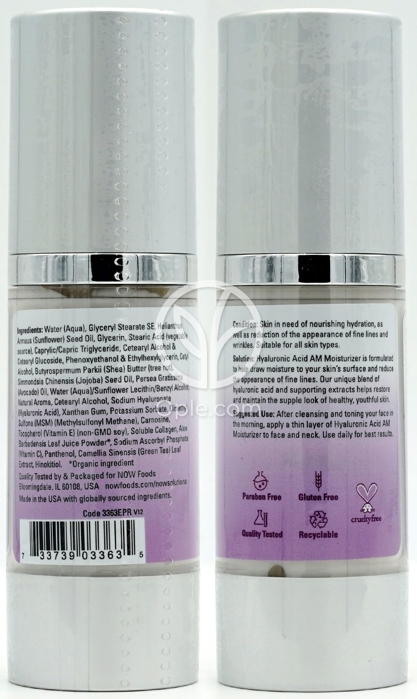 나우푸드_Solutions Hyaluronic Acid AM Moisturizer,  2 fl oz — 후면