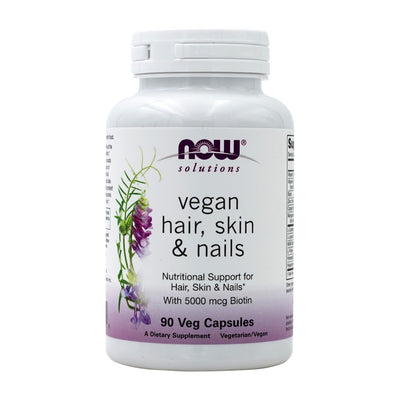 Now Foods_Solutions, Vegan Hair, Skin & Nails 90植物性カプセル