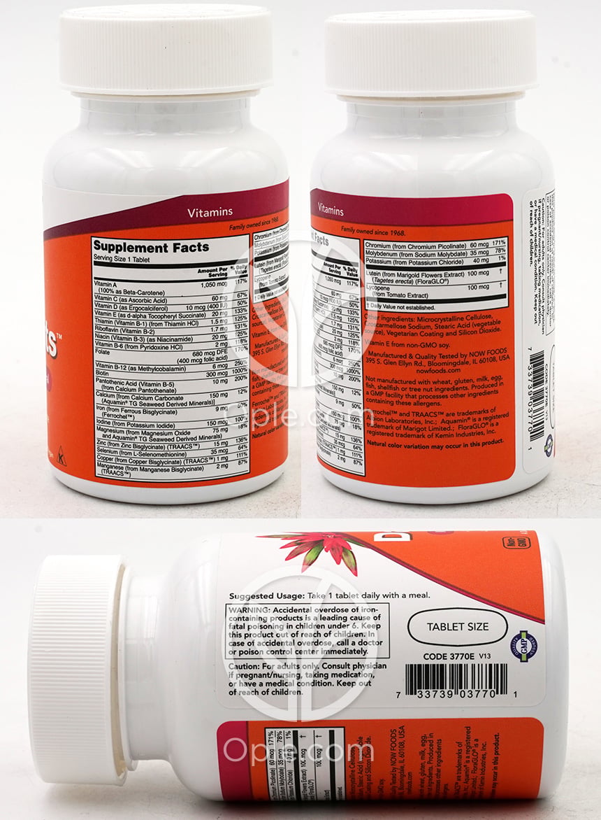 나우푸드_Daily Vits, Multi Vitamin & Mineral  100 Tablets — 후면