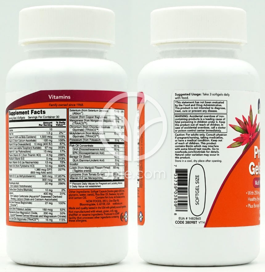 나우푸드_Prenatal Gels + DHA,  90 Softgels — 후면