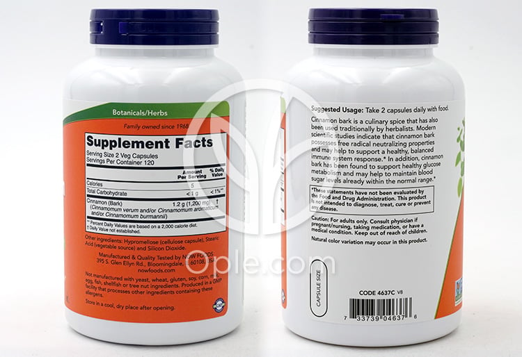 ナウフーズ_シナモンバーク 600mg 240植物性カプセル — 후면