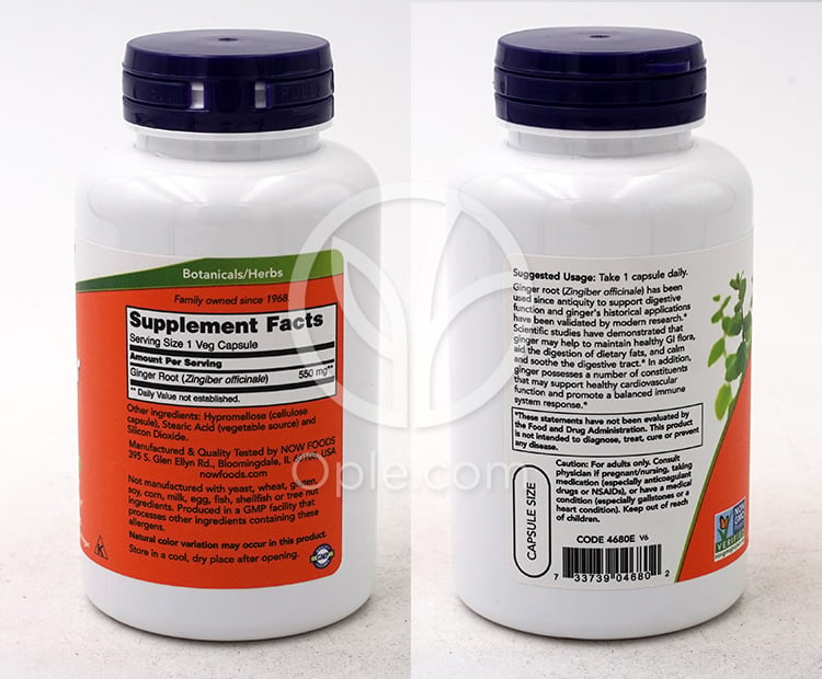 나우푸드_진저 루트 550mg, 100 베지캡슐 — 후면