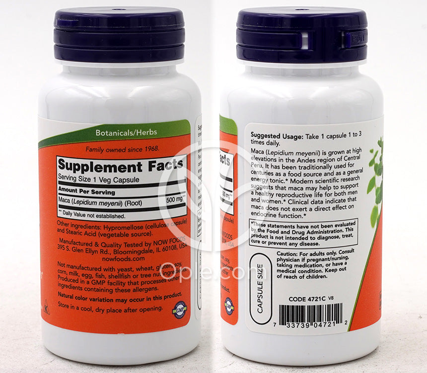 ナウフーズ_マカ 500mg、ベジカプセル100粒 — 후면