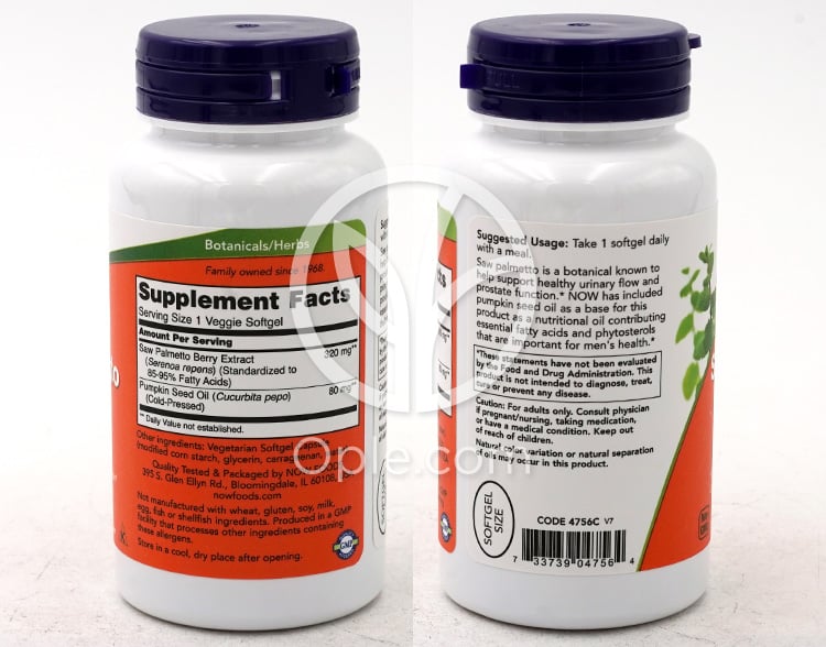 ナウフーズ_ノコギリヤシ抽出物 320mg、90ベジソフトジェル — 후면