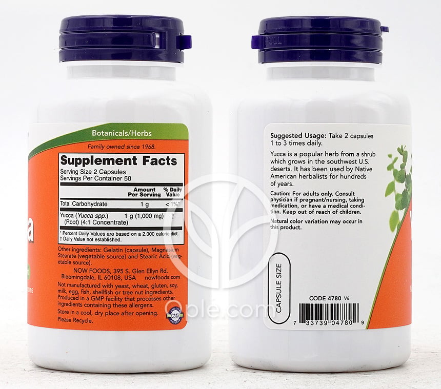 ナウフーズ_ユッカ 500mg、100カプセル — 후면