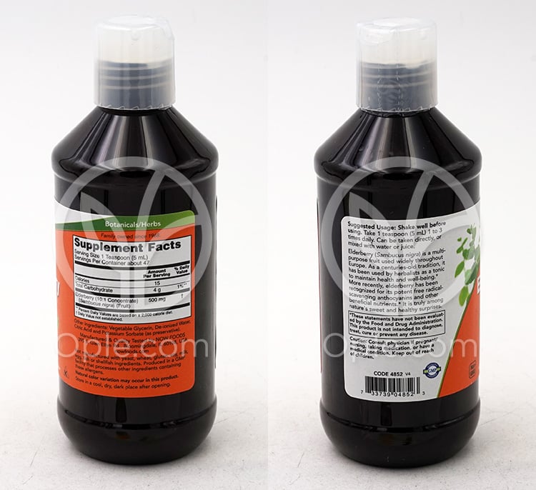 나우푸드_엘더베리 리퀴드, 237ml — 후면