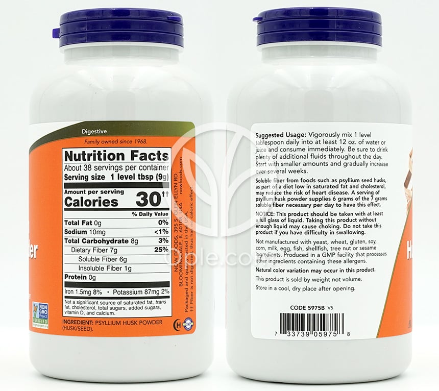 나우푸드_Psyllium Husk Powder,  12 oz — 후면