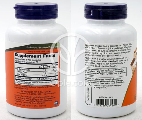나우푸드_사과 식이섬유 애플펙틴 700mg, 120 베지캡슐