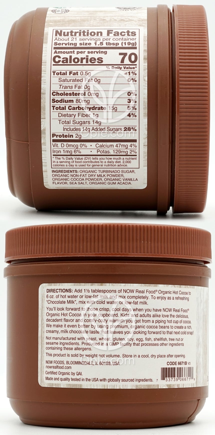 Now Foods_リアル・フード・オーガニック・ホットココア、14 oz — 후면