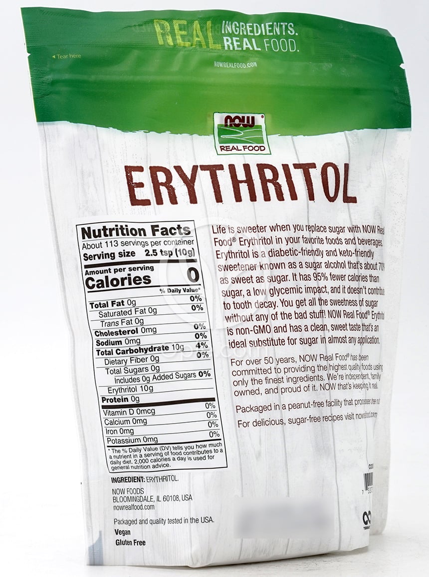 나우푸드_Real Food, Erythritol  2.5 lb — 후면