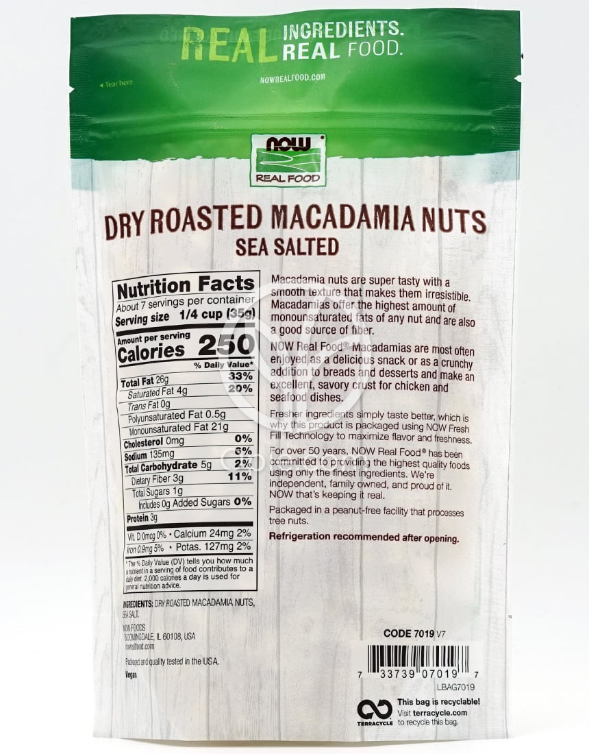 나우푸드_Dry Roasted & Sea Salted Macadamia Nuts,  9 oz — 후면