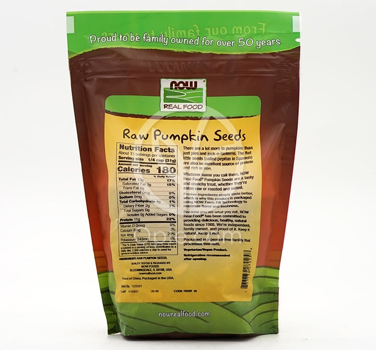 나우푸드_Real Food, Raw Pumpkin Seeds, Unsalted  16 oz — 후면