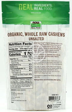 나우푸드_Real Food Organic & Unsalted Whole, Raw Cashews,  10 oz