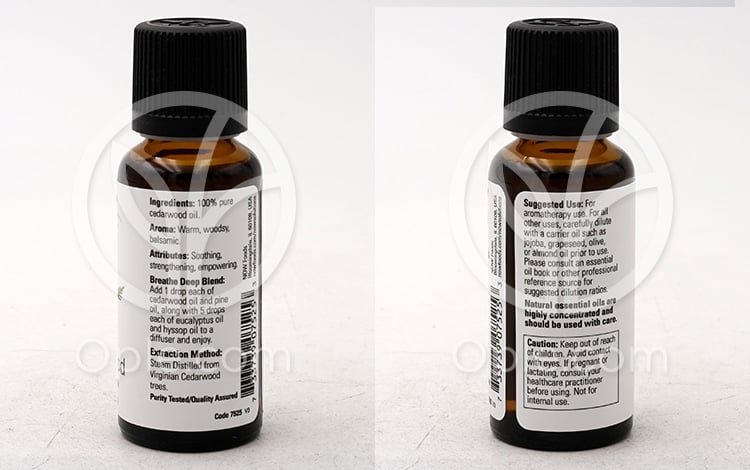 ナウフーズ_エッセンシャルオイル 100% ピュア シダーウッド、30ml — 후면