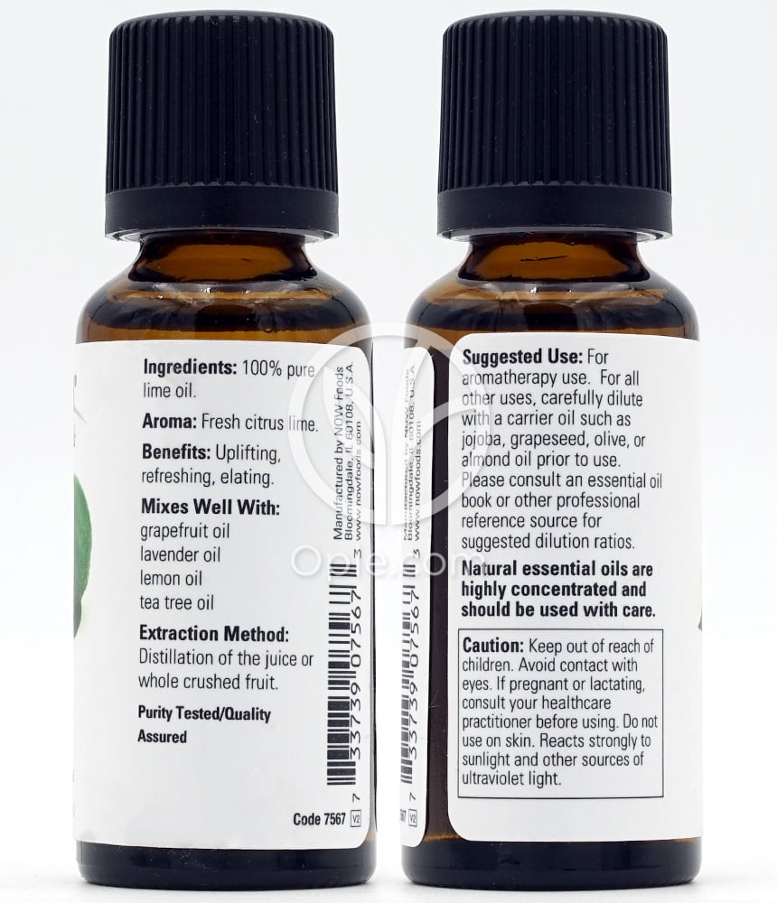 ナウフーズ_エッセンシャルオイル 100% ピュアライム、30ml — 후면
