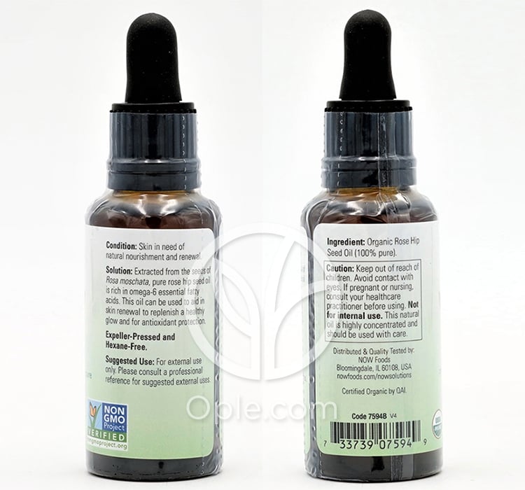 NOW Foods_Solutions, オーガニック認証済み100%ピュア ローズヒップシードオイル 30ml — 후면