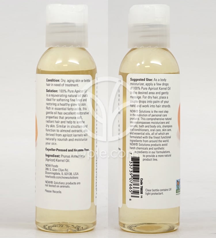 ナウフーズ ソリューションズ アプリコットオイル 100%ピュア モイスチャライジング, 118ml — 후면