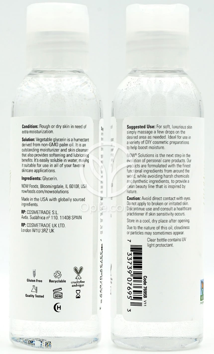 ナウフーズ_ソリューションズ ベジタブルグリセリン, 118ml — 후면