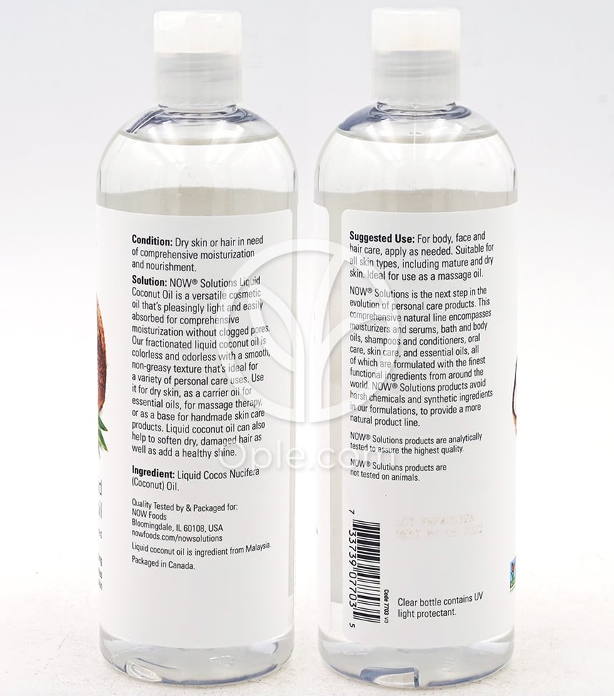 나우푸드_Solutions, Liquid Coconut Oil  16 fl oz — 후면