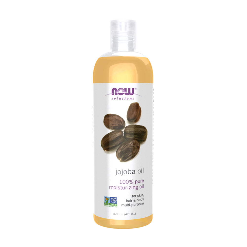 NOW Foods_Solutions 100% ピュア ホホバオイル モイスチャライジングオイル、16液量オンス