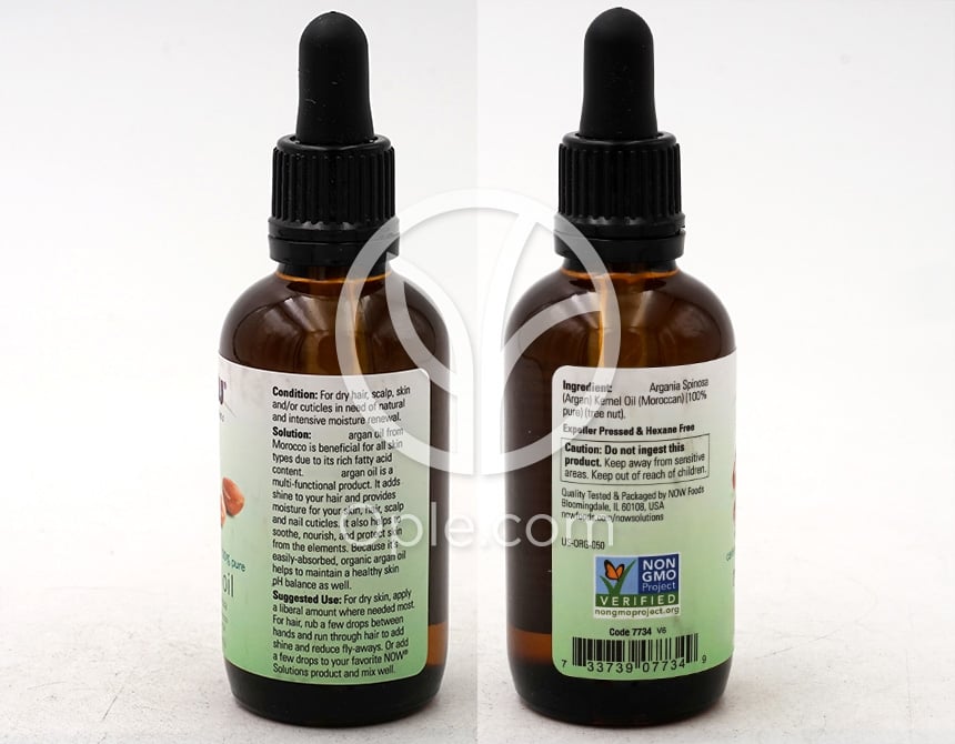 나우푸드_Solutions, Certified Organic & 100% Pure Argan Oil  2 fl oz — 후면