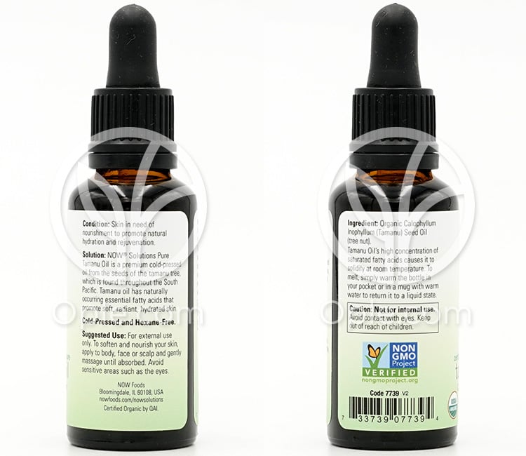 NOW Foods ソリューションズ、オーガニック＆100%ピュアタマヌオイル 1fl oz — 후면