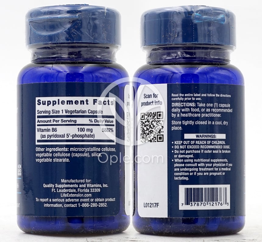 ライフエクステンション_ピリドキサール-5-リン酸塩キャップ100mg、ベジカプセル60錠 — 후면