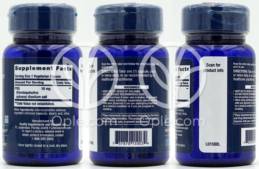 ライフエクステンション_PQQ 10mg、30ベジカプセル — 후면