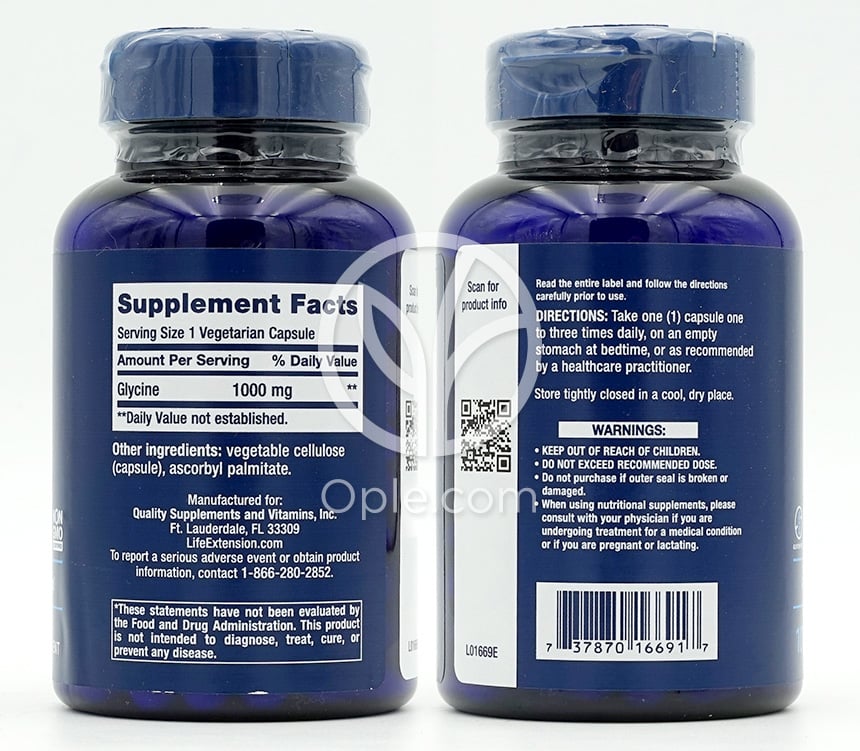 ライフエクステンション_グリシン 1000mg、100ベジカプセル — 후면
