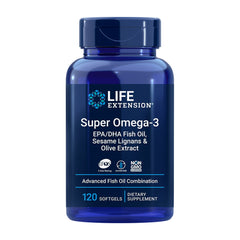 ライフエクステンション_スーパーオメガ-3 EPA/DHA フィッシュオイル、ゴマリグナン＆オリーブエキス、120ソフトジェル