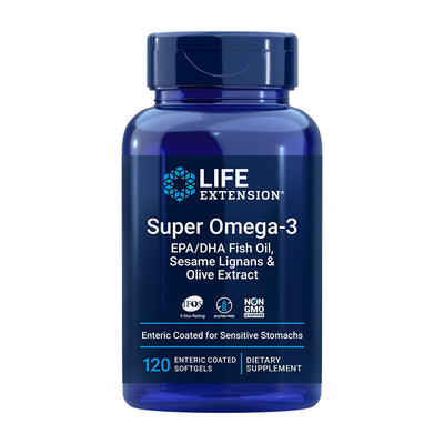 ライフエクステンション_スーパーオメガ-3 EPA/DHA フィッシュオイル セサミリグナン&オリーブエキス、120腸溶性ソフトジェル