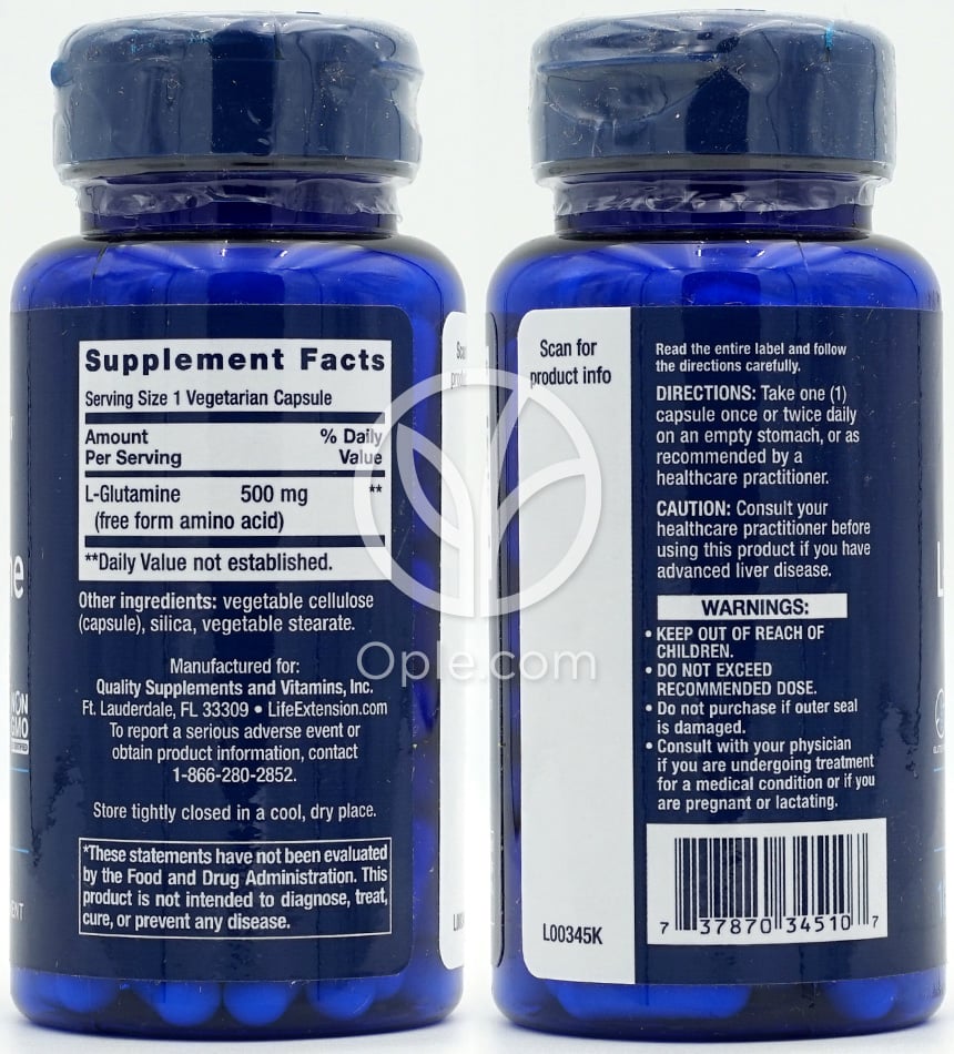 ライフエクステンション_L-グルタミン 500mg、100植物性カプセル — 후면