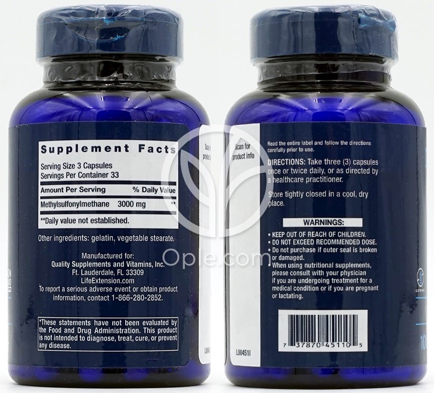 ライフエクステンション_MSM 1000mg、100カプセル — 후면