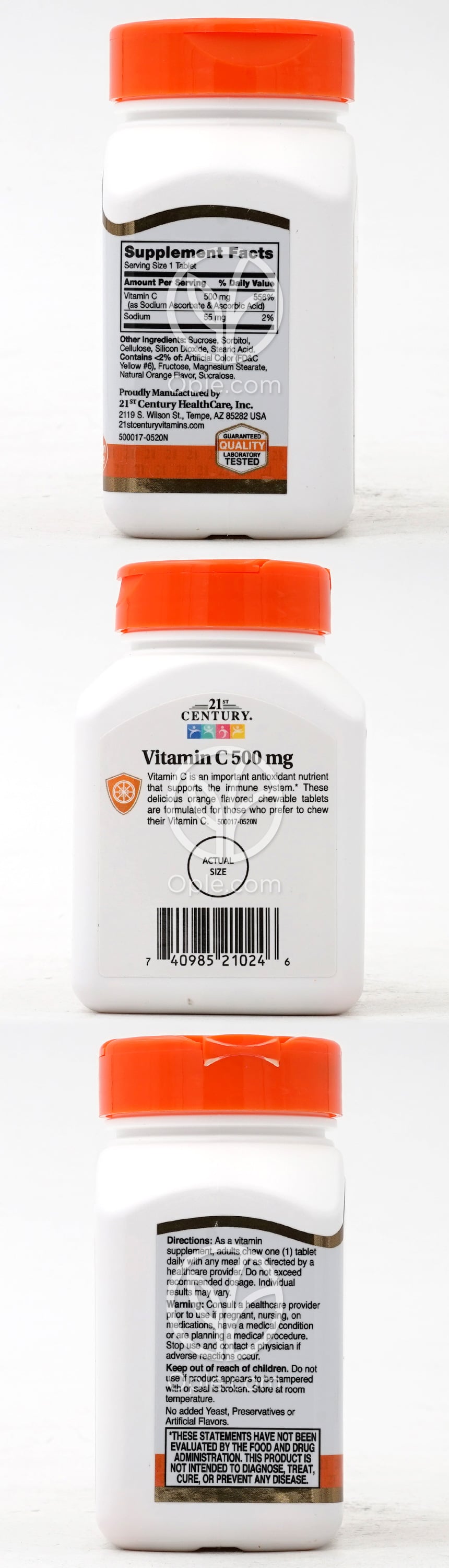 21世紀CENTURY_チュアブル ビタミンC 500mg オレンジ味、110錠 — 후면