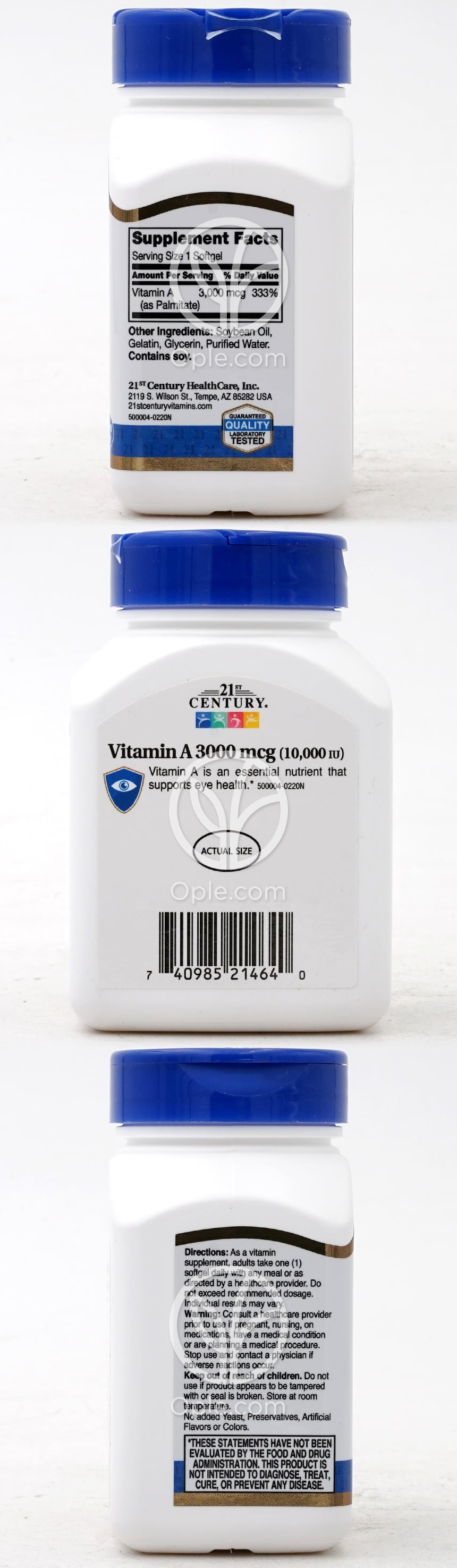 21st Century_ビタミンA 3000mcg (10000IU)、110ソフトジェル — 후면