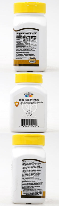 21世紀セントチュリー_葉酸 800mcg、180 イージー・トゥ・スワロータブレット