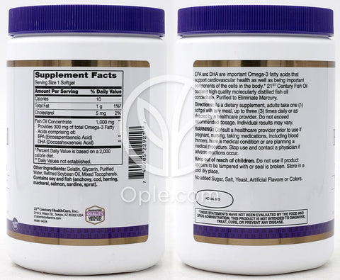 21세기센트리_오메가-3 피쉬 오일 1000mg, 300 소프트젤