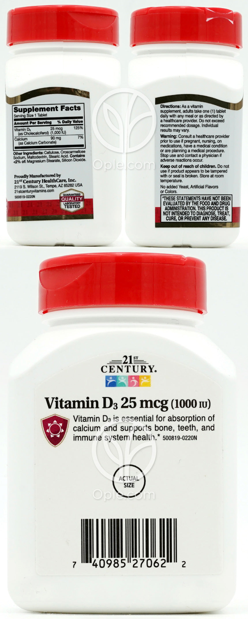 21st Centuryセントリー_D3 25mcg、110錠 — 후면